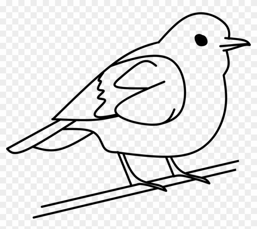 Bird Tree Out Line Clipart Vector Sticker Symbol - Bird Black And White #12723
