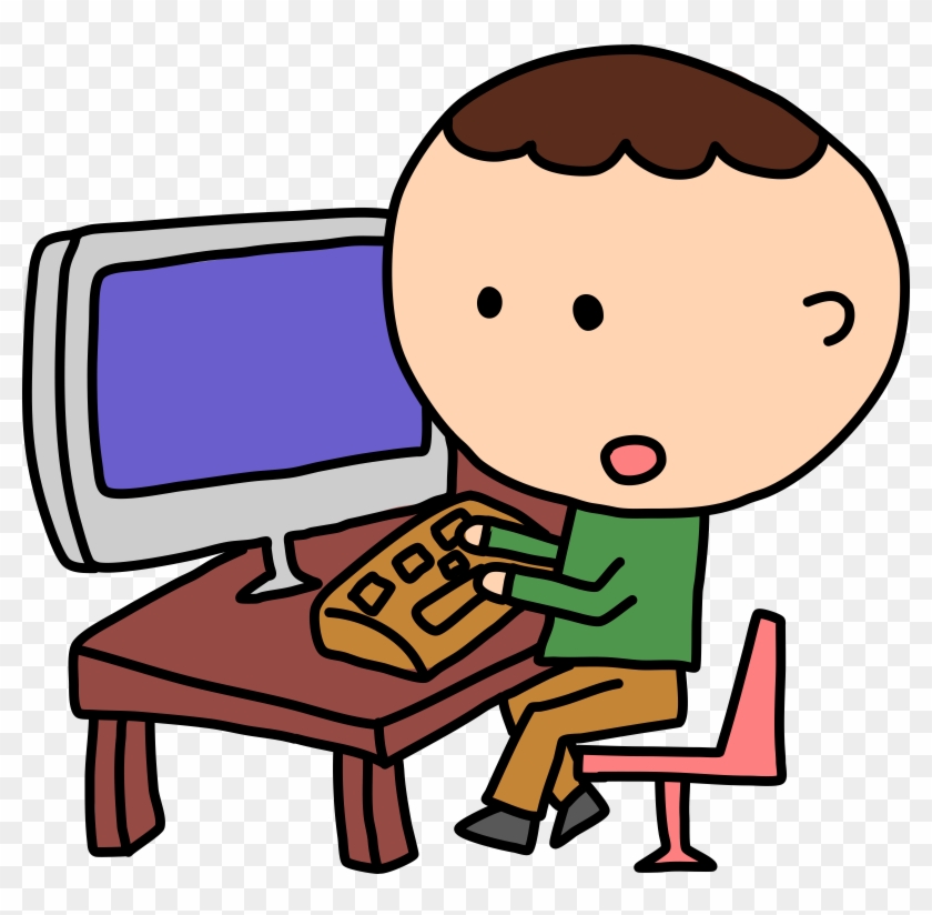 Computer Clip Art - Cartoon Man On Computer #13979