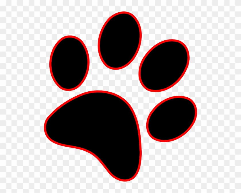 Paw Print Clip Art - Red And Black Paw Print #15748