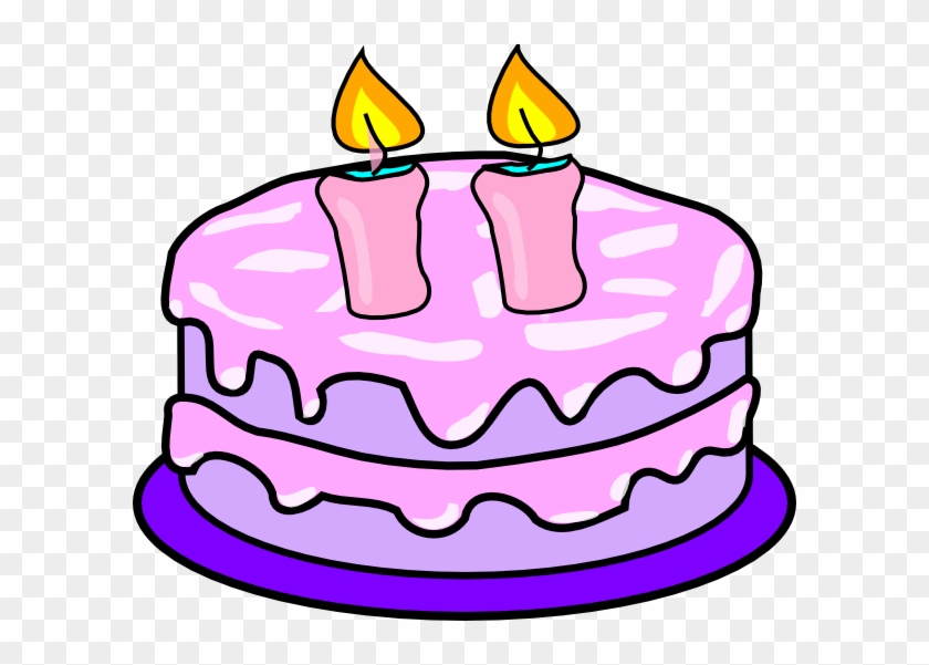 Cake With 2 Candles Clip Art At Clker Com Vector Clip - Cake Clipart Black And White #17267