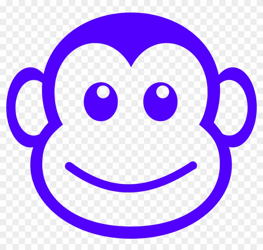 Funny Monkey Face Simple Path Clipart - Monkey Cross Stitch Patterns #17676