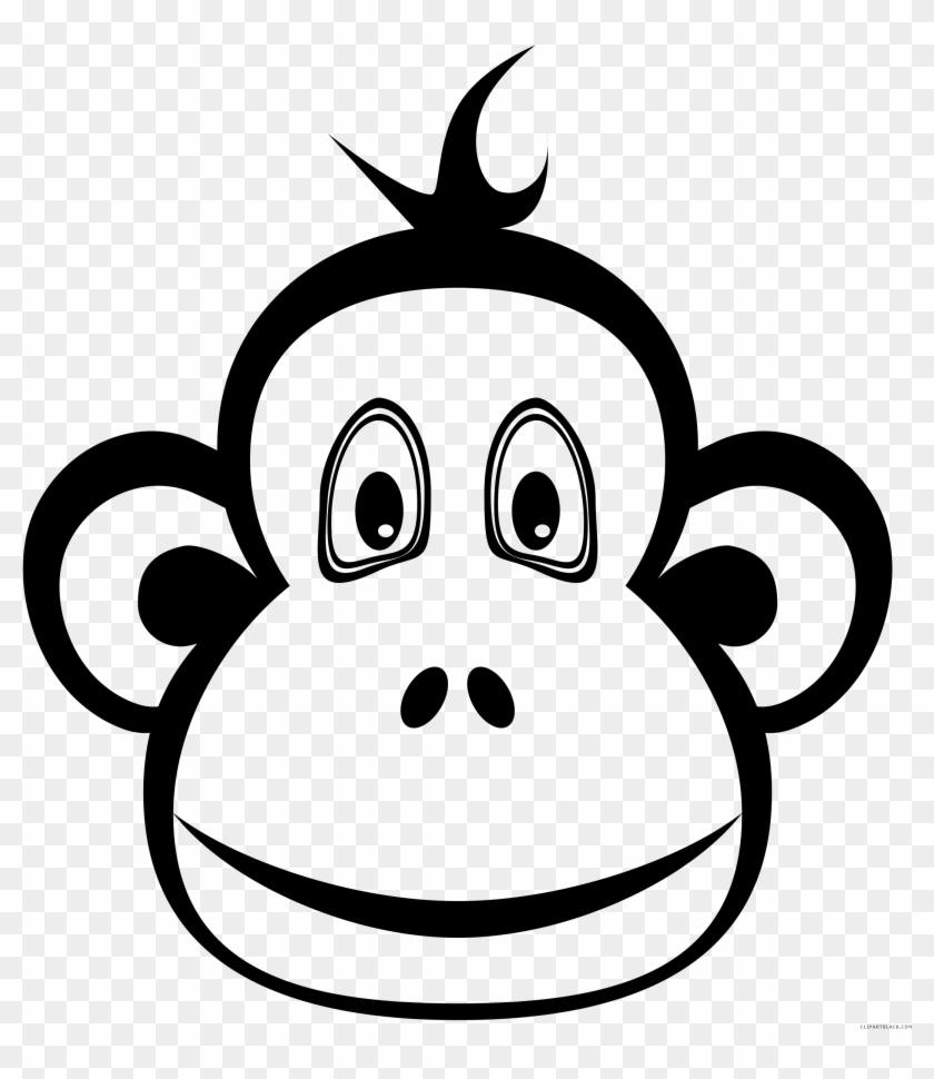 Cute Monkey Clipart Silhouette Collection - Monkey Head Clipart Black And White #17683