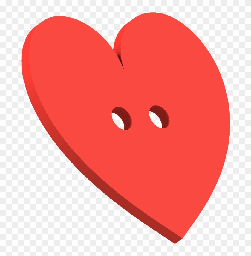 Heart Button With 2 Holes 3d Model Stl - Heart With 2 Holes #462501