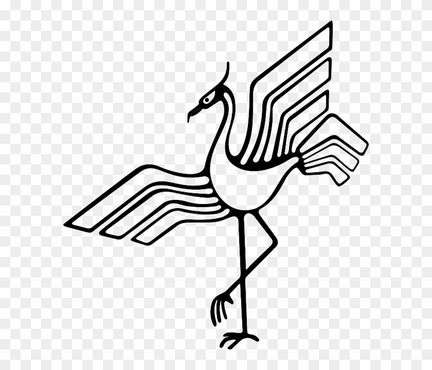 Beak, Bird, Feathers, Plumes, Black, Outline - Bird Crane Clip Art #465281