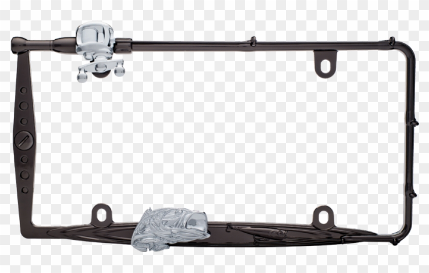 Fishing Rod - Fishing Black And Chrome License Plate Frame #466630