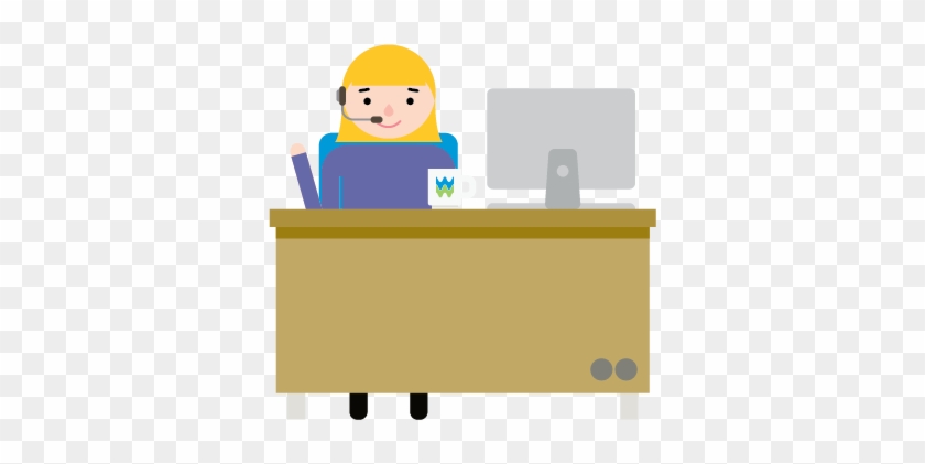 An Illustration Of A Woman Sitting At A Desk, With - Wales #471013