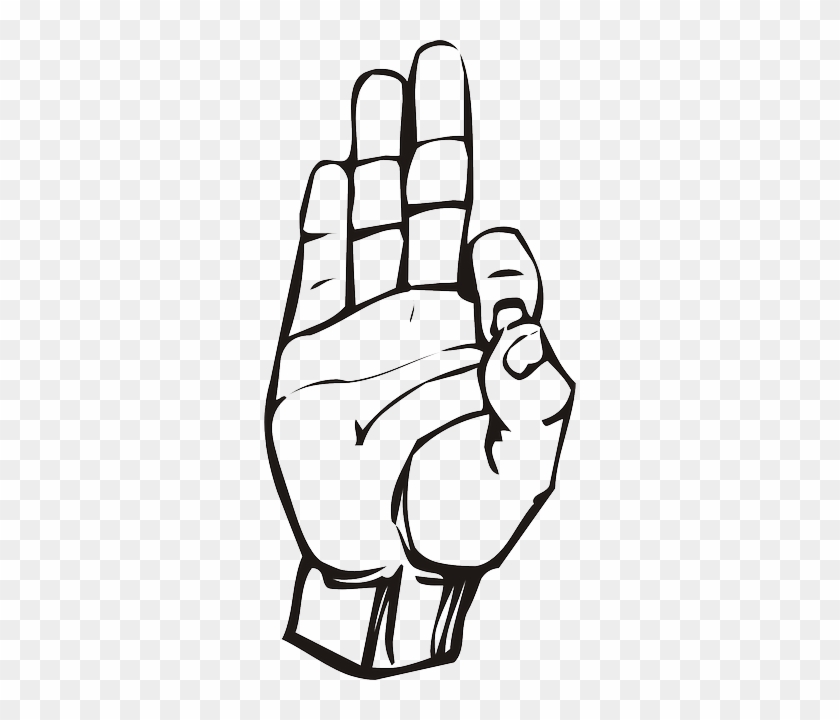 Outline, Hand, Speech, Language, Talk - F In Sign Language #471831