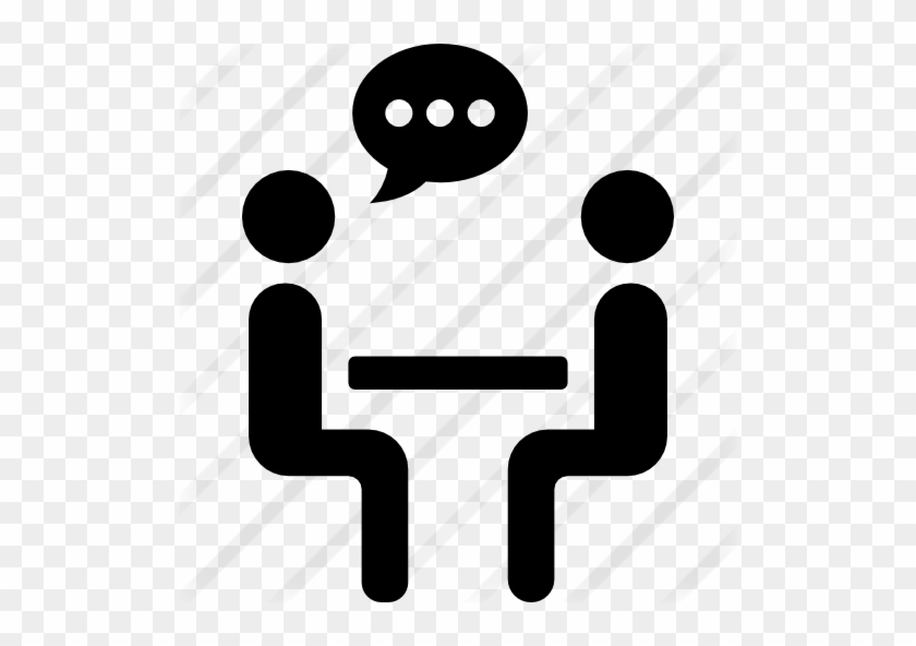 Two Persons Talking Sharing Sitting On A Table - Interviews Icon #472713