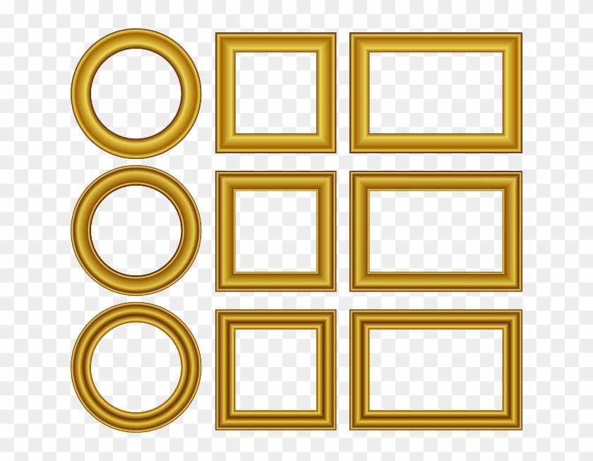 Set, Frame, Wedding, Design, Cartoon, Golden, Border - Frame Gold Free Vector #475429