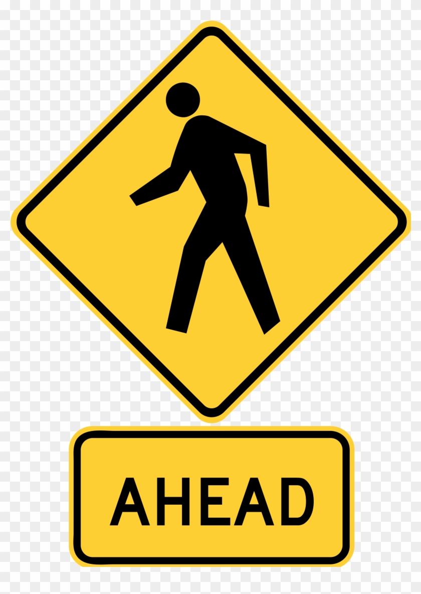 Open - Pedestrian Crossing Ahead Sign #475469
