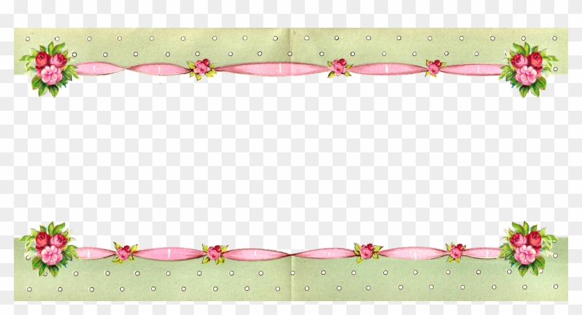 For A Wedding Project The Rose Ribbon Border Would - Retro Girly Rosa Rosen Und Polka-punkte Keramikfliese #477755