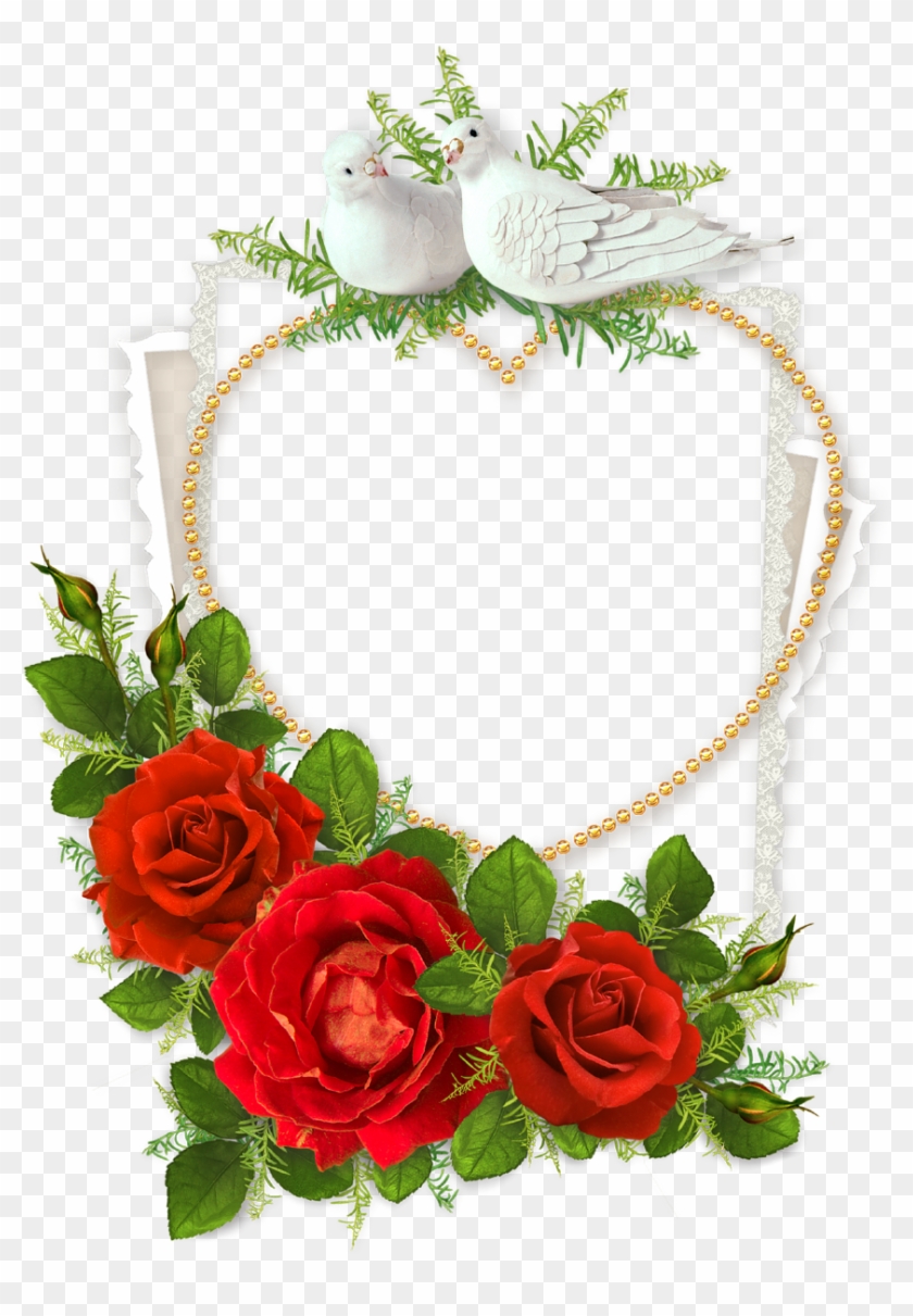 Heart Shaped Photo Frame With Doves And Red - Good Morning Happy New Week #478748