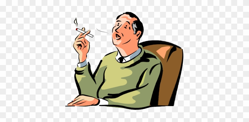 Man Smoking At Desk Cartoon - Smoking Cartoon Png #479950