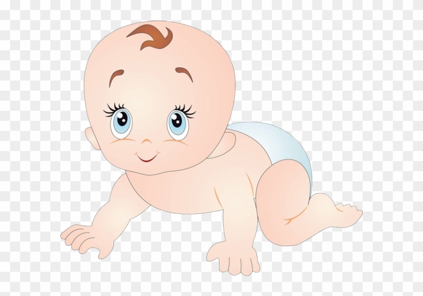 Diaper Crawling Infant Cartoon - Cartoon Baby With Big Eyes #480988