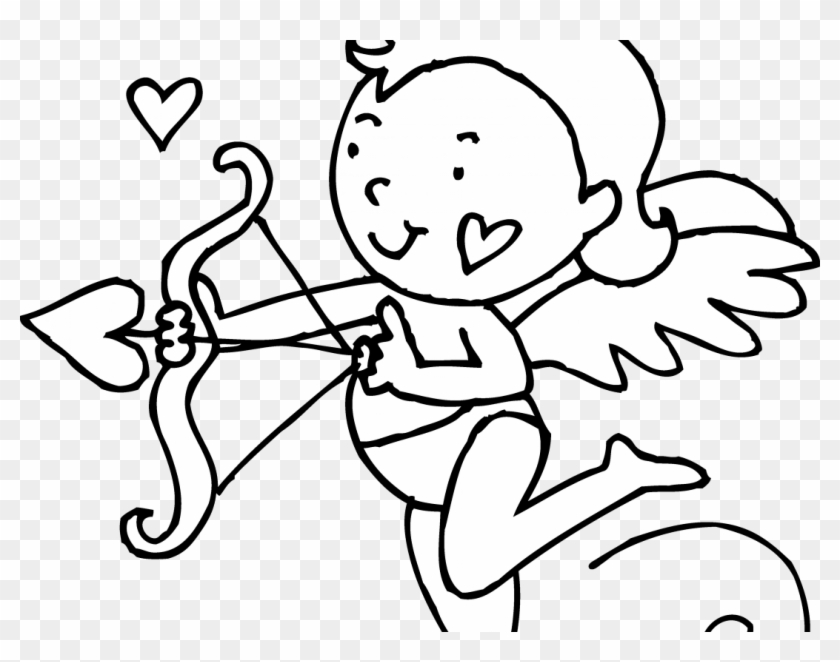Adorable Cupid Valentine Coloring Page Pages Printable - Black And White Cupid #481754