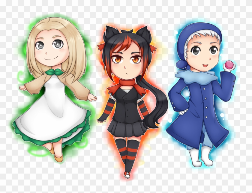 Pokemon Sun And Moon Starter Gijinka By Annington - Pokemon Sun And Moon Female Starters #483398