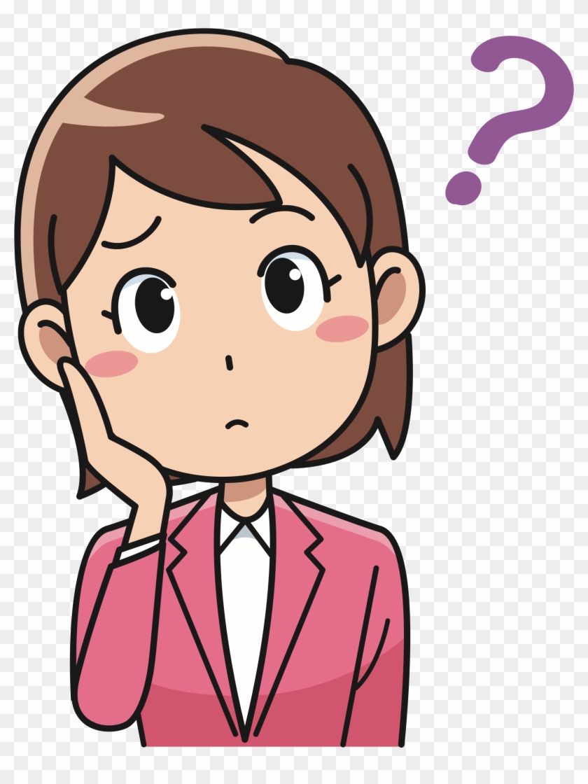 Woman Girl Clip Art - Girl Thinking Cartoon Png #486218