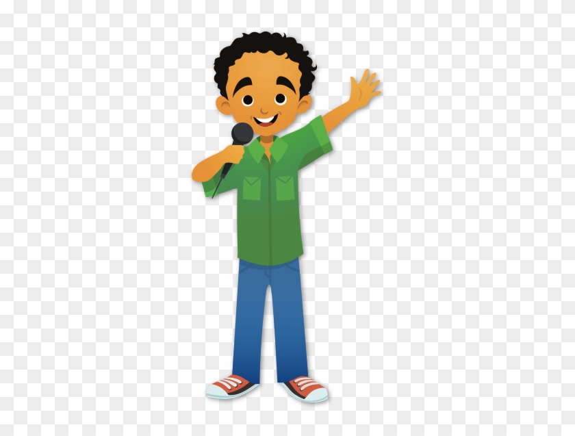 Boy Holding A Microphone - Kid Holding A Microphone Clipart #487754