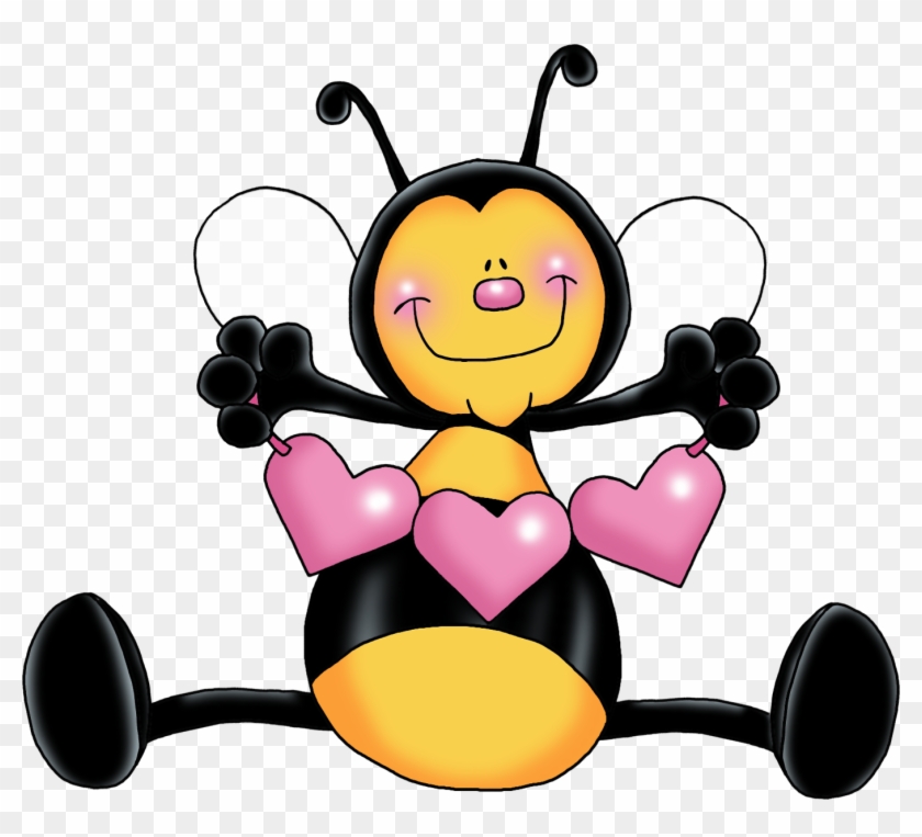 Пчелы С Розовым Love Hearts - Bee Valentine Clipart #487932