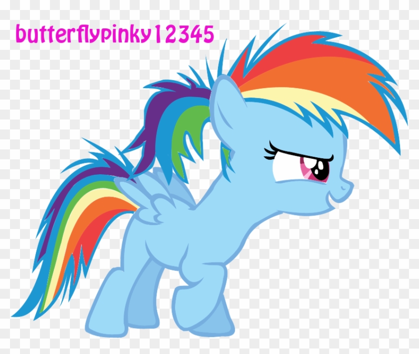 Rainbow Dash Filly With Ponytail By Butterflypinky12345 - Rainbow Dash In A Ponytail #488571