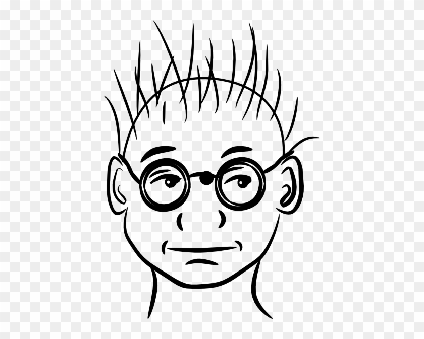Free Vector Human Face Glasses Clip Art - Line Art Face #490090