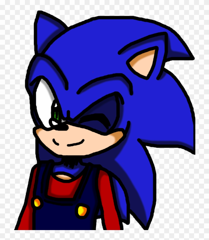 Sonic In Mario's Suit By Miltonssj9 - Cartoon #490427