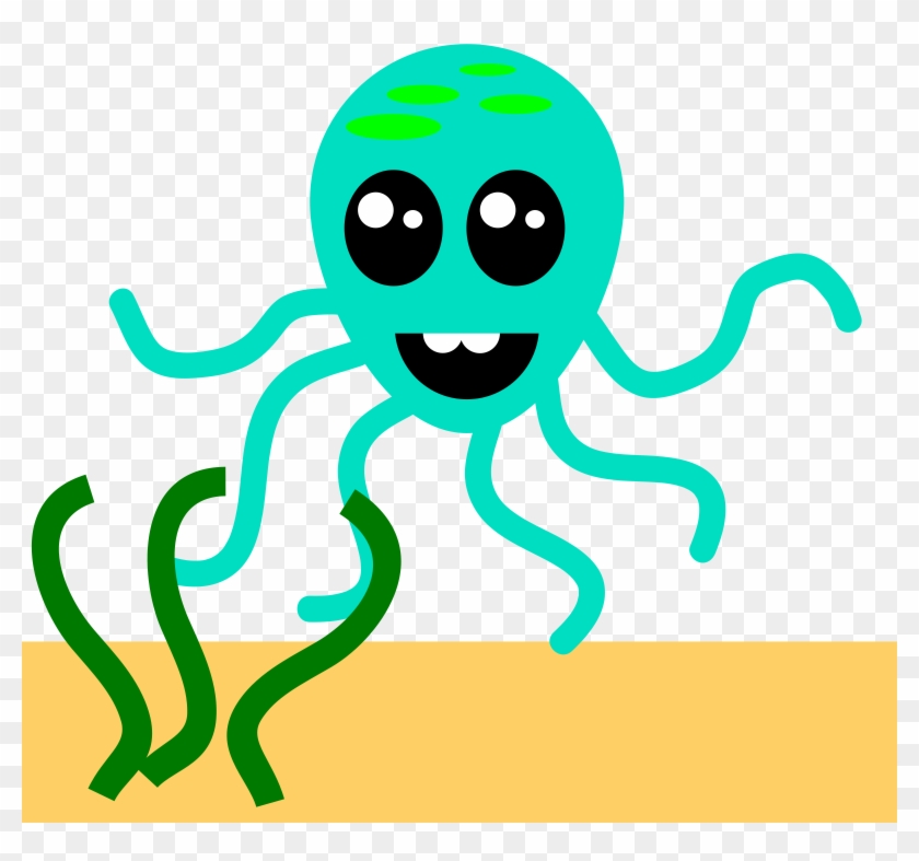 Polvo Verde Dos Desenhos Animados Com Tentáculos Camiseta #490479