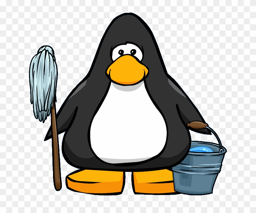 Mop And Bucket From A Player Card - Penguin With A Horn #491183