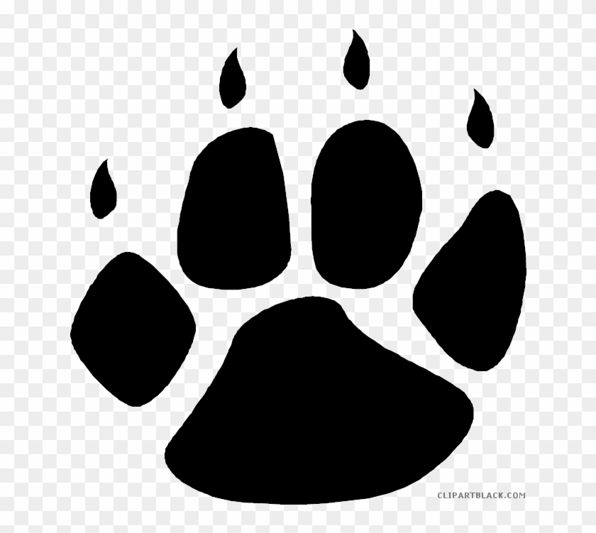 Bear Paw Print Animal Free Black White Clipart Images - Wolf Paw Print Transparent #493518