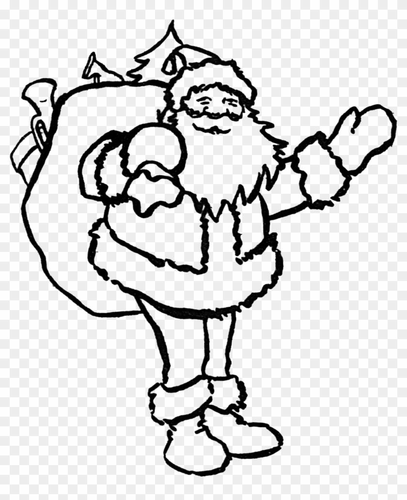 Santa Claus Coloring Page - Santa Claus Black And White Png #494042