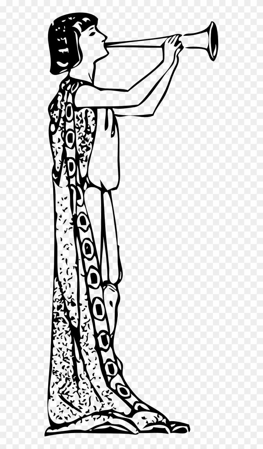 Herald Black White Line Art 555px - Herald Clipart #497184
