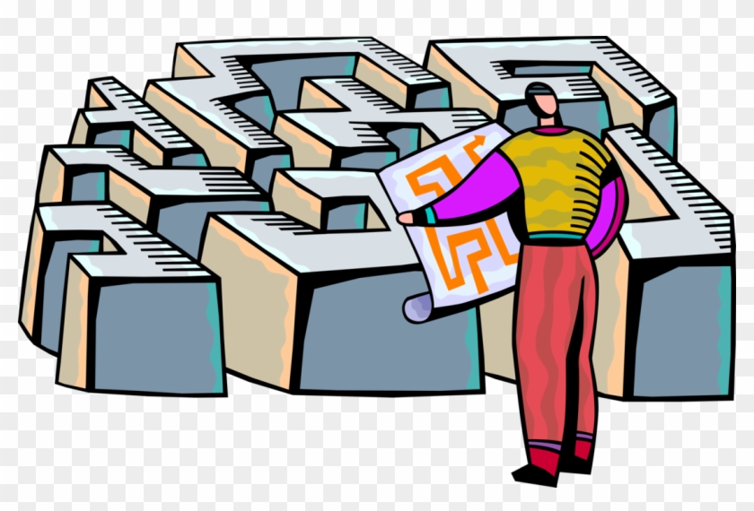 Vector Illustration Of Man Studies Map Solution To - Vector Illustration Of Man Studies Map Solution To #497681
