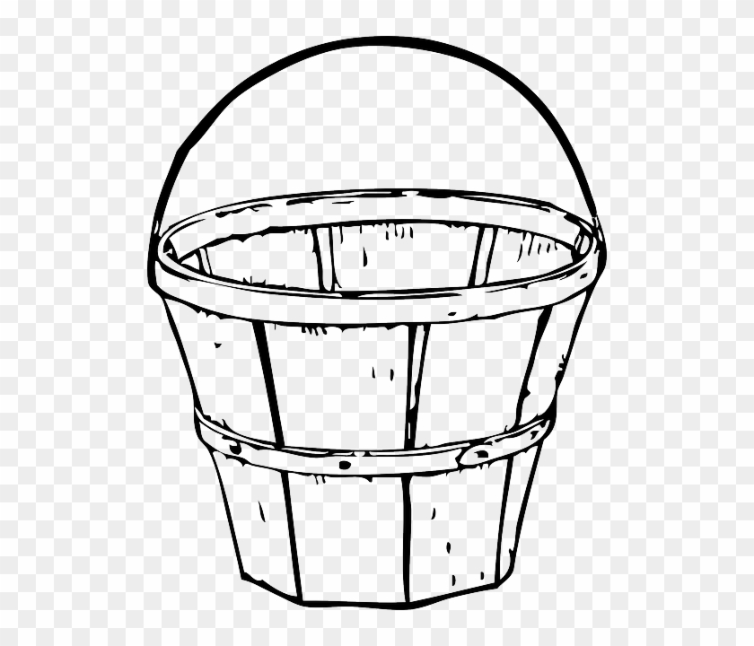 Bucket Black, Apple, Apples, White, Cartoon, Empty, - Black And White Basket #498049