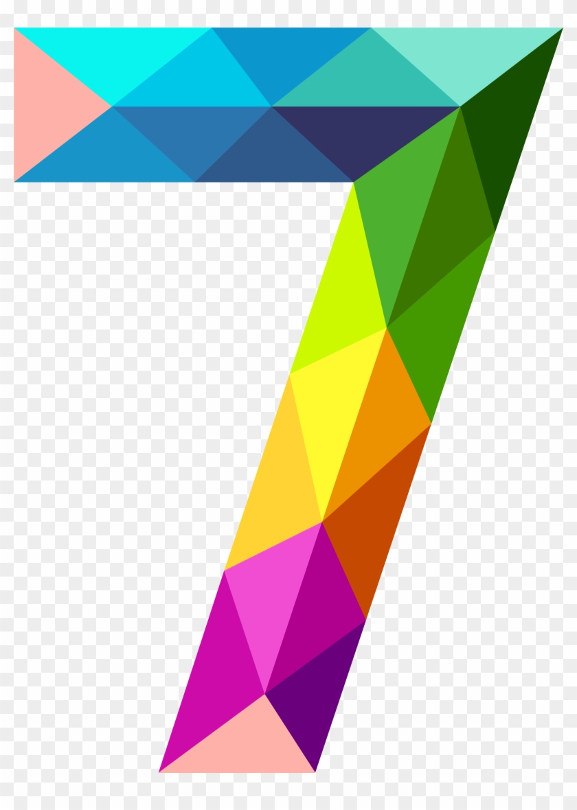 Colourful Triangles Number Seven Png Clipart Image - Number 7 Clipart #498390