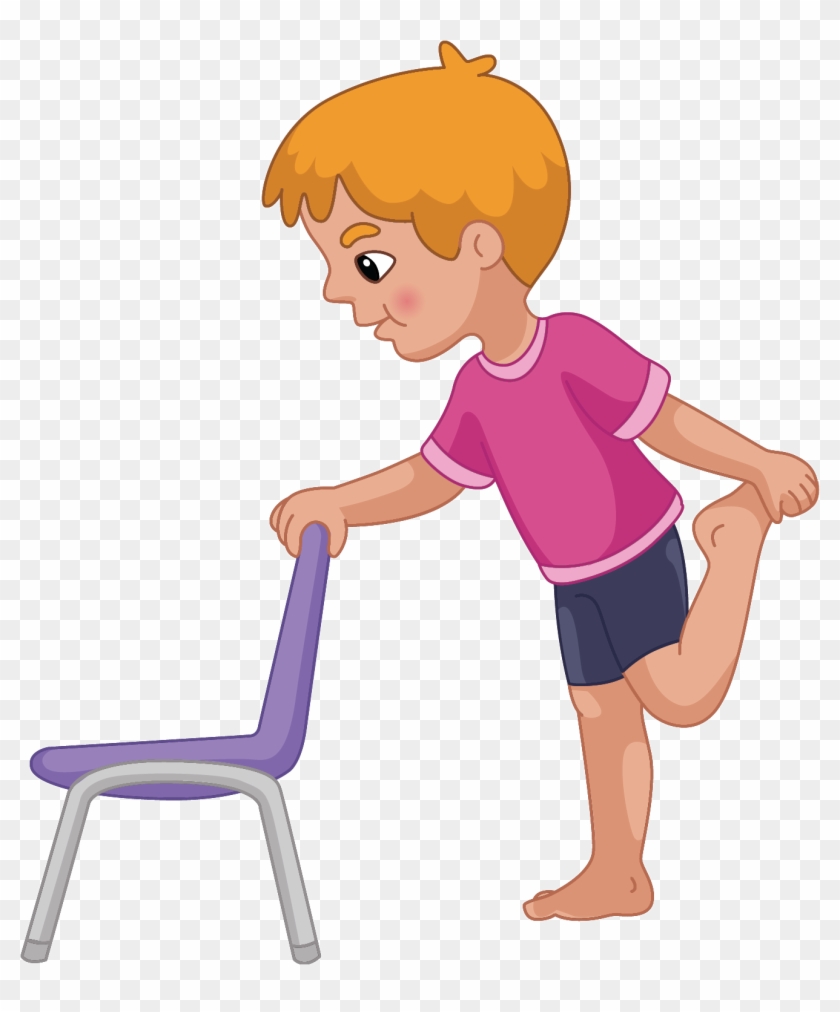 Stand Holding On To The Chair For Balance And Kick - Cartoon #500291