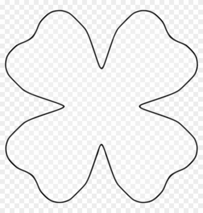 Flower 4 Petal Heart Template By Baj Clipart With Petals - Line Art #85986