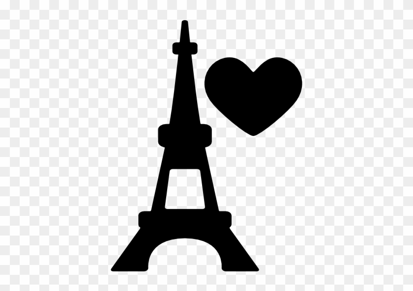 Eiffel Tower With Heart Vector - Eiffel Tower Silhouette Png #86234