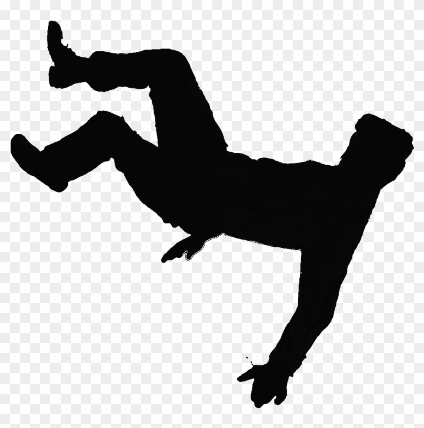 Clip Art Image Of Guy Slipping And Falling Clipart - Silhouette Of Falling Man #88391