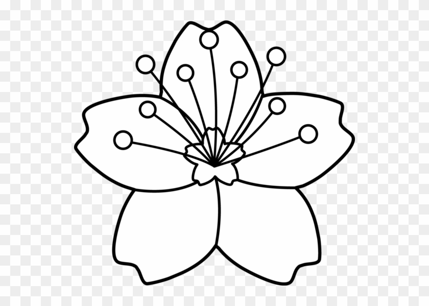 Flower Pot Outline Free Clipart - Sakura Flower Coloring Pages #90028