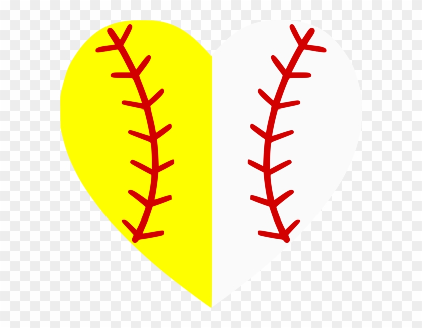 Softball-baseball Heart Divided - Baseball Softball Heart #91141