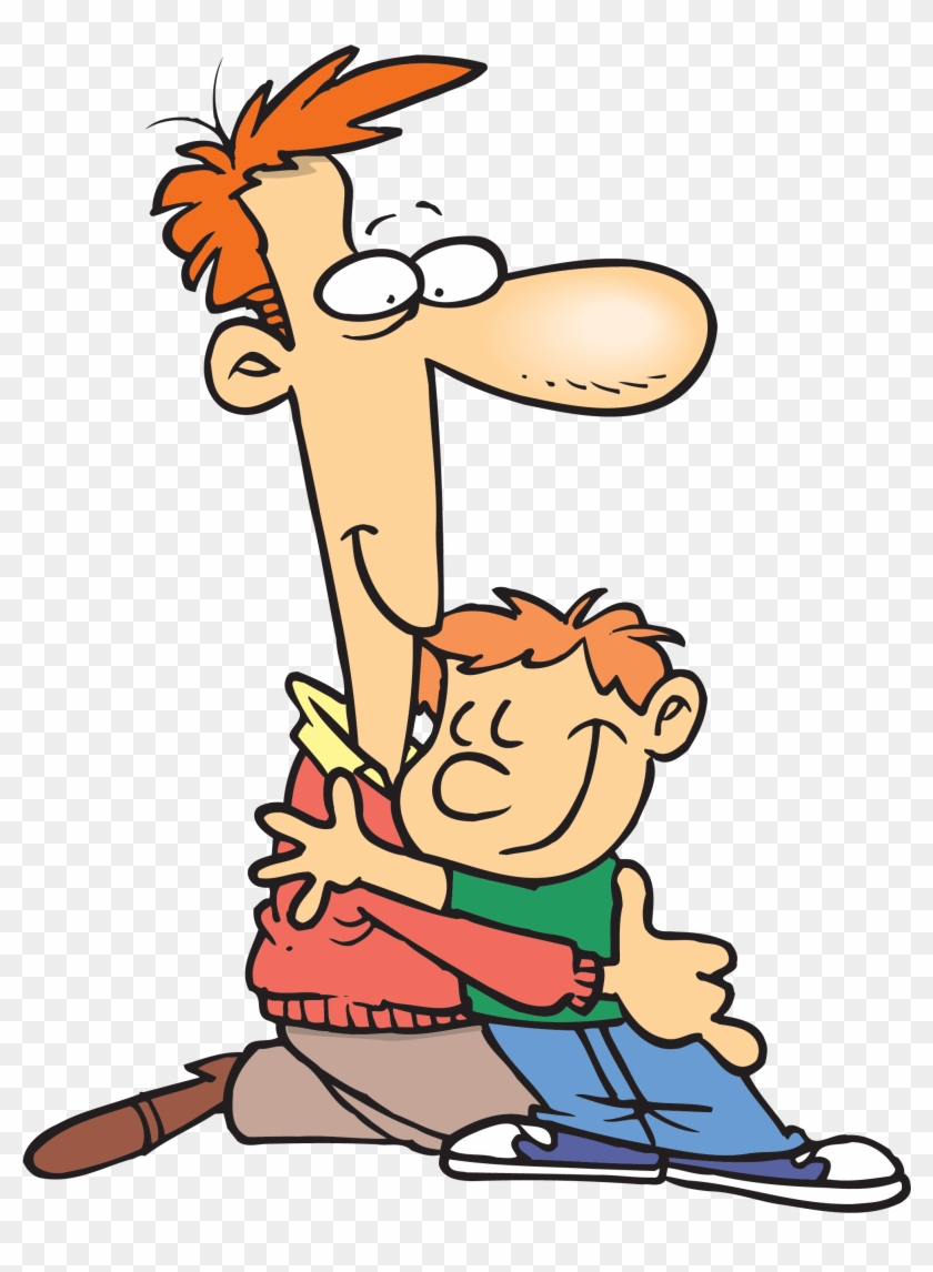 Hugs Mom Hugging Son Clipart Image - Father And Son Cartoon #92622