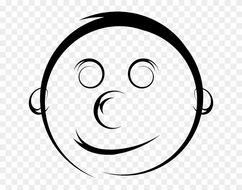 Man, Head, Human, Boy - Black And White Smiley Face #515389