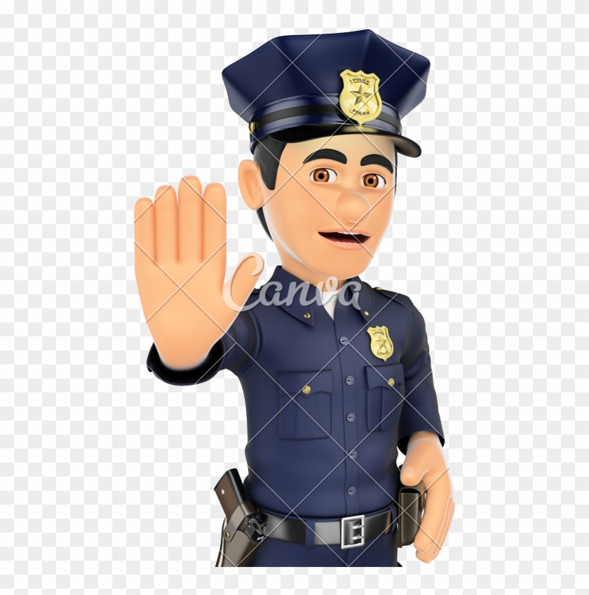 3d Policeman Ordered To Stop - 3d Policeman With A Stop Sign #523633