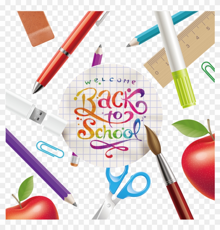 Various School Supplies Vector - Various School Supplies Vector #523790