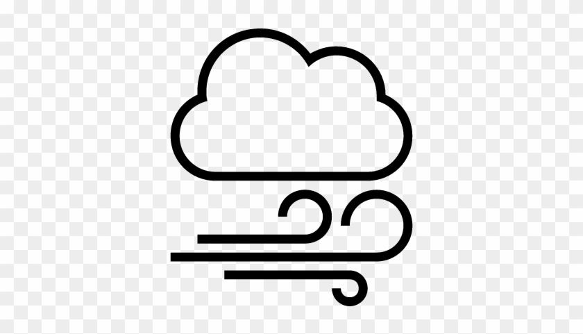 Windy Cloudy Weather Outlined Interface Symbol Vector - Weather Symbol For Wind #524812