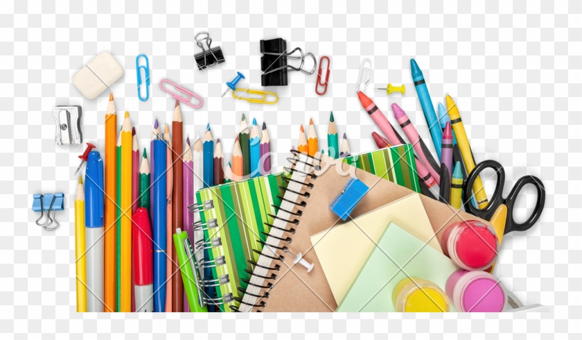 Colorful School Supplies On White Background - Thank You Notes For Teachers #525343