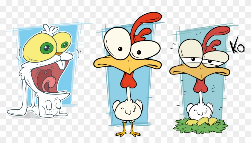 3 White Cartoon Chicken Vector - 3 White Cartoon Chicken Vector #525908