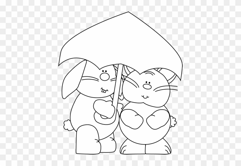 Umbrella Clipart Bunny - Preposition Clipart Black And White #531331