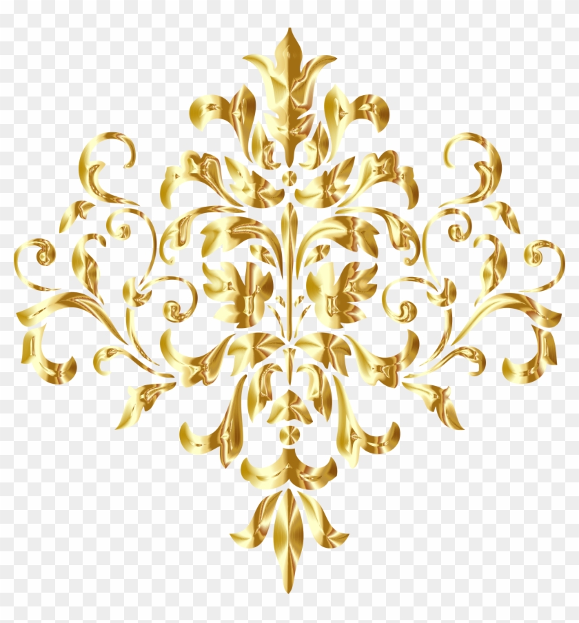 Simple Damask Patterns Png - Gold Design Transparent Background #531471