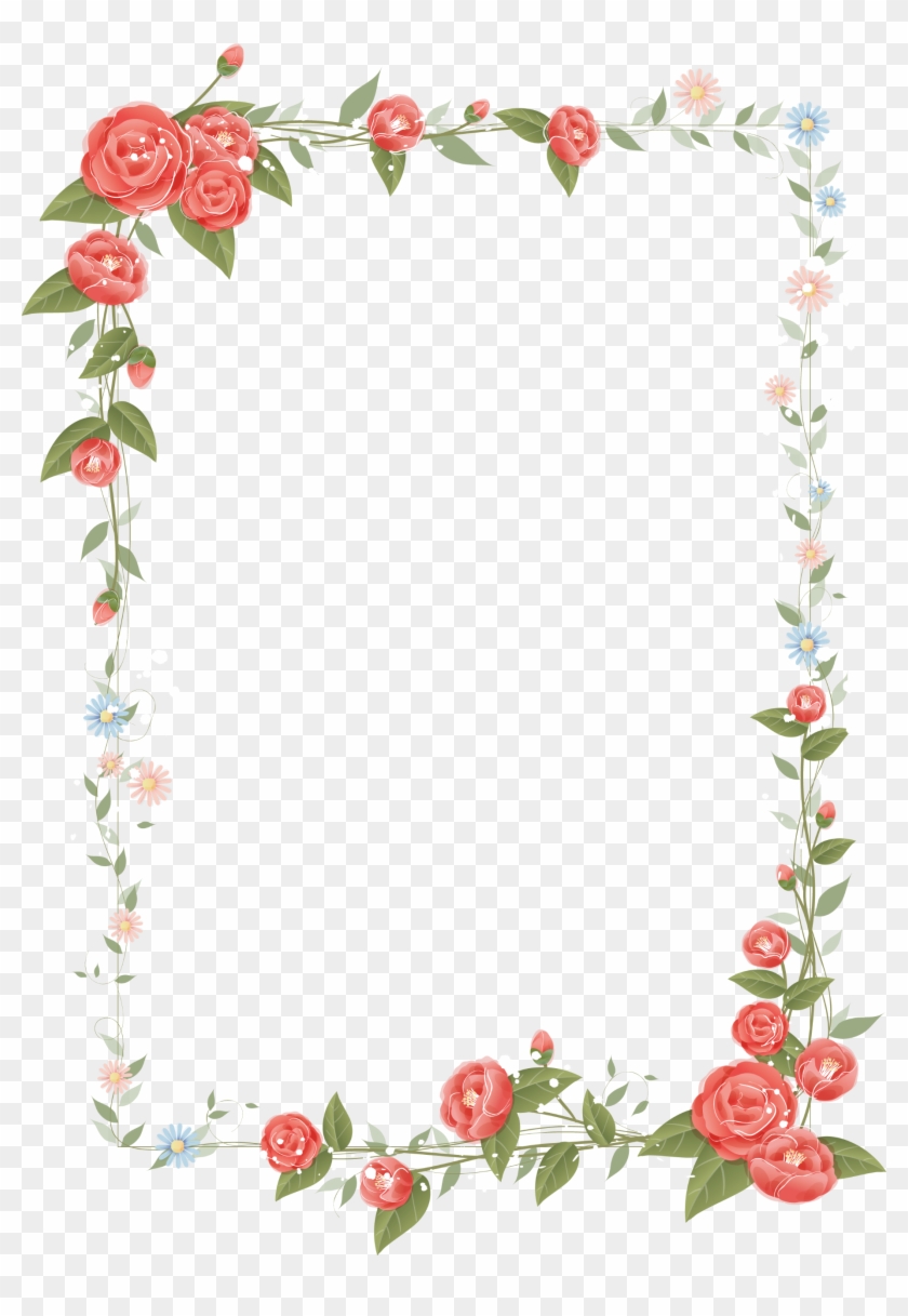 Border Flowers Floral Design Clip Art - Frame Border Flower Design Transparent #535014